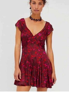 Free People "It Takes Two" Crossover Woven Skater Dress MSRP $128